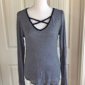 Navy and White Striped Top